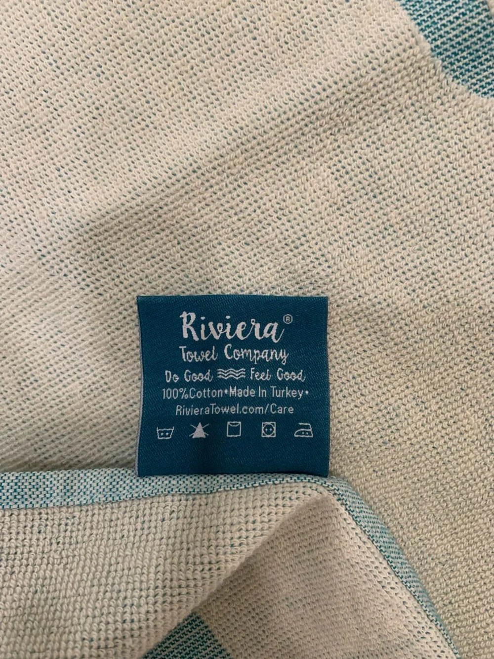 Rodan + Fields Riviera Towel Company Blue Striped Turkish Beach Towel 36x70